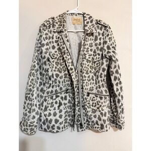 Lily Aldridge for Velvet Leopard Print Utility Jacket Women S Boho Indie Retro